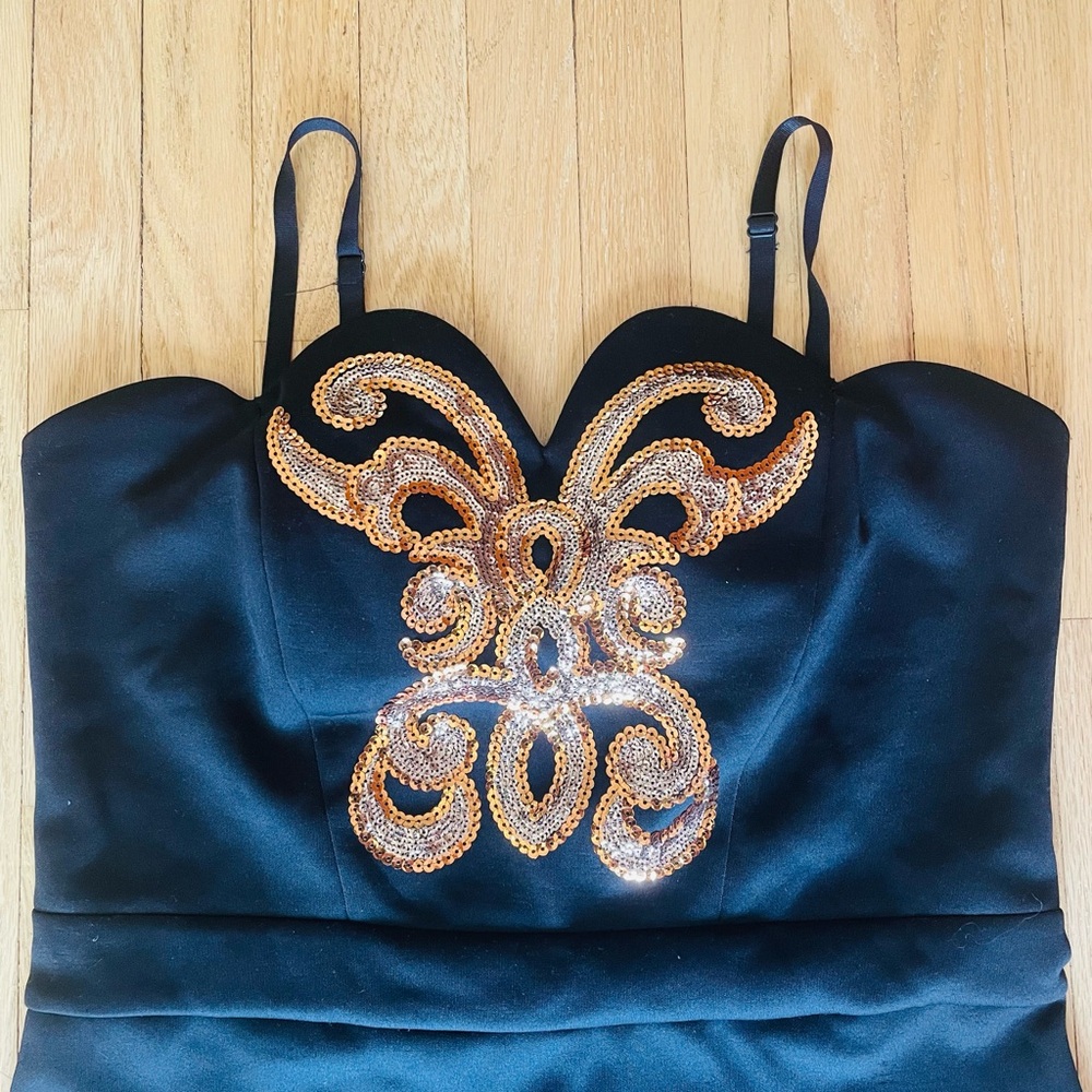 Black Dress with Gold Sequin Design